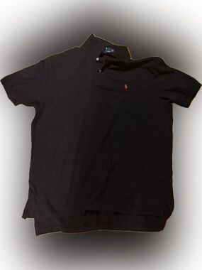 Ralph Lauren Black Polo with Red Pony Embroidery